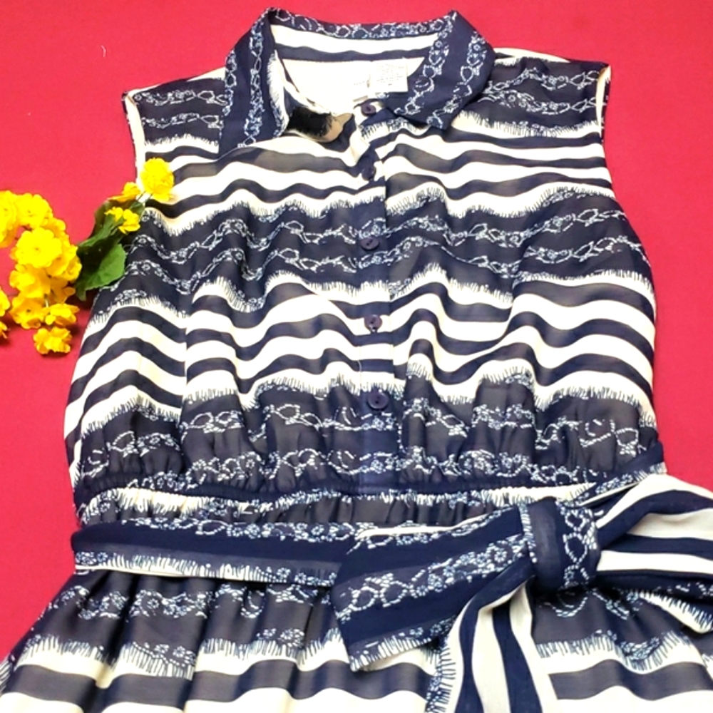 Sami & Jo Blue, White, Cream Striped Nautical Dress